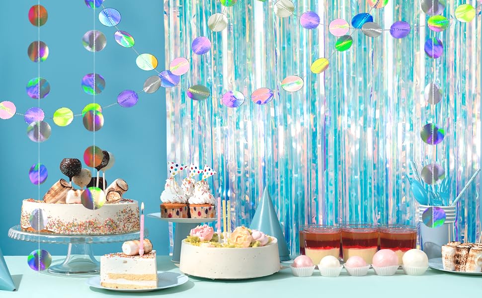 Iridescent Holographic Curtain Circles