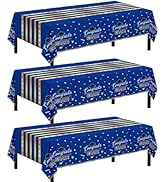 Childom 3 Pack Graduation Tablecloth,Graduation Party Decorations 2026 Blue and Gold,54"x108" Dis...