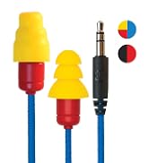 Plugfones Protector VL Audio Earbuds, OSHA Compliant Earplugs with Sound, Blue & Yellow