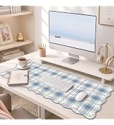 iCasso Checkered Leather Mouse Pad (Light Blue)