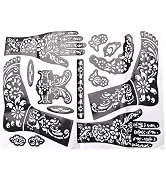 Henna Tattoo Kit Stencils,Temporary Reusable Unisex Tattoo Sets, Self-Adhesive Indian Arabian Tem...