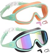 Wenwasno 2 Pack Anti-Fog Anti-UV Wide View Swimming Goggles for Kids 3-14