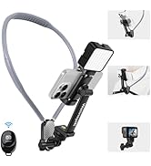 Premium Neck Phone Holder with Fill Light & Remote- POV/Vlog Chest Phone Tripod Mount w/Anti-Shak...