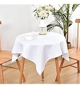 Wolkemer Small Square Tablecloth 36 x 36 Inch Washable Fabric Table Cloth Solid White Table Cover...