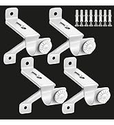 TOKPLNU Adjustable Curtain Rod Bracket, Heavy Duty 4 Pack Curtain Rod Holders White Curtain Rods ...