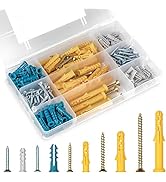 KURUI Drywall Anchors and Screws Assortment Kit 230PCS, 115 Plastic Wall Anchors and 115 Philips ...
