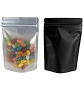 PABCK Black Mylar Resealable Bag Self Seal Foil Bags for Food Storage Candy Coffee Packaging Stan...