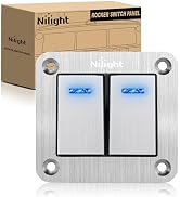 Nilight 2 Gang Rocker Switch Panel 3 Pin On Off Pre-Wired Blue LED | Waterproof Aluminum Toggle S...
