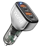 120W USB C Car Charger, SONRU 4 Ports Cigarette Lighter USB Car Charger Adapter, [2 PD 60W+2 QC3....