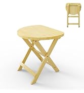 Vlush Solid Wood Folding Stool, Rubberwood Portable Chair with Handle, Sturdy Semi-circular Foldi...