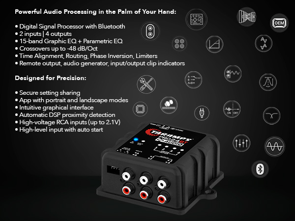 DSP Taramps PRO 2.4 BT 2-input 4-output Bluetooth Digital Audio Processor with High Level Input