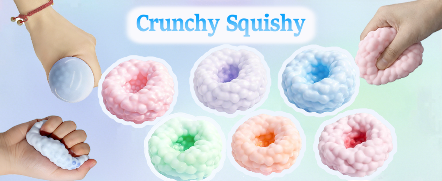 Dual Form Crunchy Stress Ball Moldable Clay Filled Squishy with Beads for Anxiety Relief