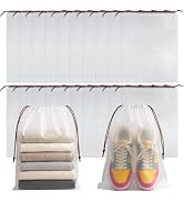 ROOKEA 20 Pcs Clear Shoe Bags for Travel Storage, 11.8"x15.7" Shoe Bag Bulk | Brown Drawstring La...