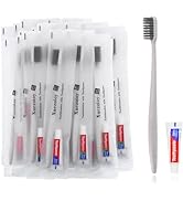 FAOEHN Disposable Toothbrushes with Toothpaste Pack of 200,Apricot Individually Wrapped Disposabl...