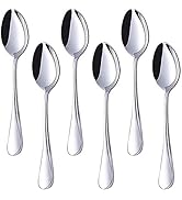 HANSGO Dinner Spoon Set of 6, Large Teaspoons 6.7 inches Stainless Steel Metal Spoons Dessert Spo...