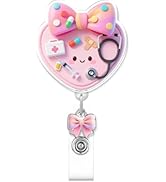 Funny and Cute Love Bow Badge Reel Nurse Worker Badge Holder Retractable Badge Reel for Hr Nurse ...