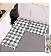 Matace Buffalo Check Plaid Kitchen Rug Set - 2PCS (17x47 & 17x29), Farmhouse Style, Non-Printed W...