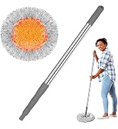 TIMIVO Dust Mop, Microfiber Mops for Floor Cleaning, with Hight Adjustable Handle and 1 Washable ...