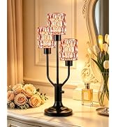 TECHYAP Mid Century Modern Glass Table Lamp Dimmable Vintage Black Lamp | Nightstand Desk Lamp wi...