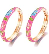 Roe Dolph 2pcs Chinoiserie Cloisonne Bracelet Cloisonne Jewelry Vintage Flower Bangle Bracelets W...