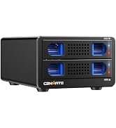 CENMATE Aluminum 2 Bay Hard Drive Enclosure with Cooling Fan for 2.5“/3.5" SATA HDD/SSD with USB ...