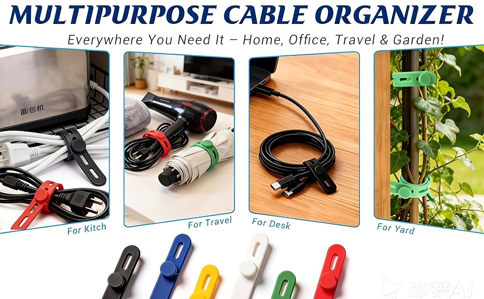 silicone cable organizer cord ties desk management