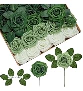 InnoGear Artificial Flowers, 50 Pcs Shades of Forest Rose Foam Fake Roses Bulk with Stems for Spr...