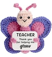WEYON Teacher Appreciation Gift, Hand-Crocheted Pink & Purple Butterfly with Thank You for Helpin...