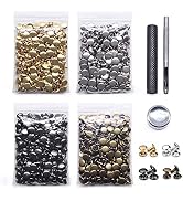 SEMINI 400 Sets 8mm Leather Rivets,Double Cap Rivet Tubular 4 Colors Metal Studs with Fixing Tool...