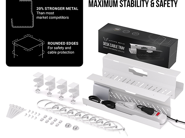 cable management under desk cable tray white