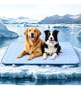 JOLLYVOGUE Cooling Mat for Dogs, 59" x 40" - Large Dog Cooling Pad, Wavy Quilted Kennels Bed with...