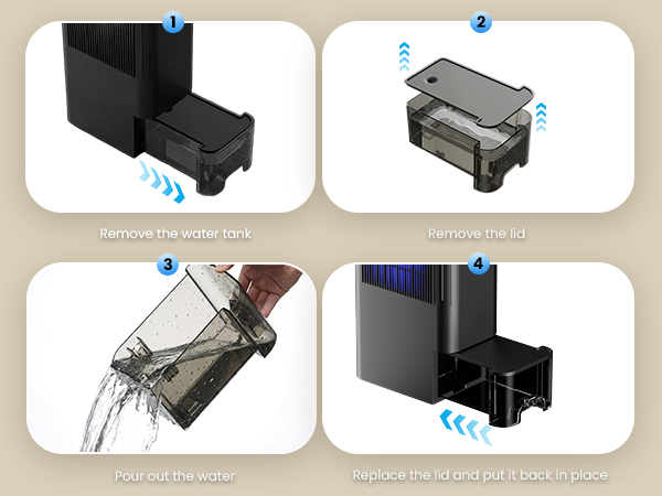 Dehumidifier with removable water tank