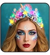 JEAIRTS Light Up Starfish Tiara and Crown Silver Led Beach Shell Mermaid Hair Accessories for Women