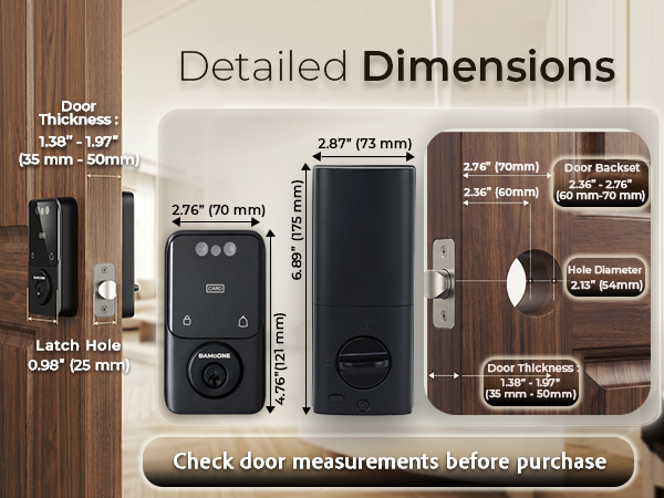 Smart door lock dimensions and installation requirements