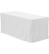 YOUR CHAIR COVERS - 4 FT X 24 Inches Fitted Polyester Tablecloth Rectangular White, Premium Weddi...