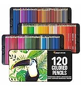 Zenacolor 120 Colored Pencils Set Color Pencils For Artists in Metal Case - Professional Art Supp...