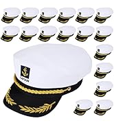 TENDYCOCO 10PCS Captain Yacht Hat Yacht Party Hats Embroidered Sailor Captain Cap 8.9 x 6 x 3.5in