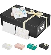 MESHA 13.5x9x4'' 2PC Black Magnetic Gift Boxes with Lids for Groomsmen Proposal Halloween Christm...