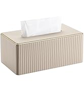 KINGFOM Rectangular Tissue Box Cover, PU Leather Tissue Box Holder with Magnetic Bottom, Napkin &...
