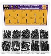163PCS M4 Flat Head Machine Screws Kit, Carbon Steel Black Oxide Countersunk Head Phillips Screws...