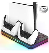 Ps5 Slim Console Cooling Station,Ps5 Slim(Disc & Digital Editions) Stand Accessories with 2 Cooli...