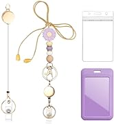 Colorful ID Badge Holder with Silicone Beads Lanyard Set,Cute Teacher Breakaway Lanyard for Keys ...