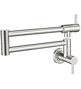 CENOSA Pot Filler Faucet Brushed Nickel Commercial Wall Mount Stove Faucet Wall Mount Pot Filler ...