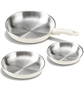 KITEXPERT Stainless Steel Pan Set – 8", 10", 12" Tri-Ply Frying Pan Skillet with Removable Handle...