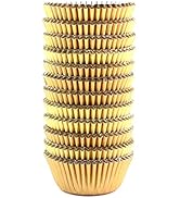 Eoonfirst Mini Foil Cupcake Liners Valentine's Days Muffin Paper Baking Cups 300 Pcs (Gold)