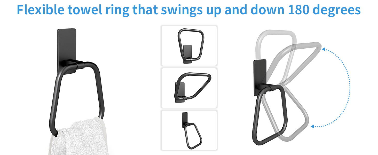 Flexible towel ringthat swings up and down 180 degrees