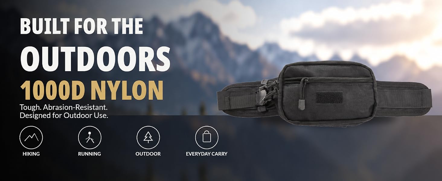1000D Nylon Waist Pack for Hiking & Camping