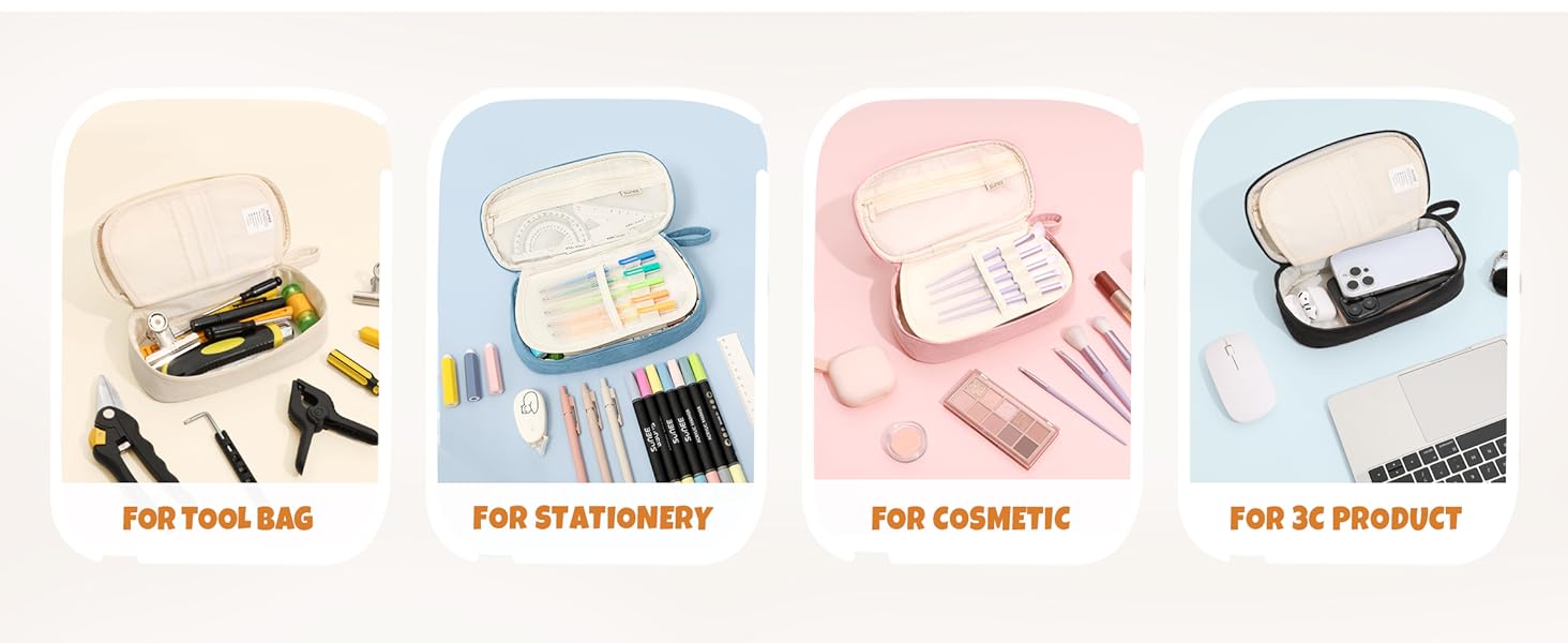 SUNEE Cute Pencil Case, Aesthetic Pen Pouch, Colored Large Pencil Bag with Zipper, Kawaii Stationery