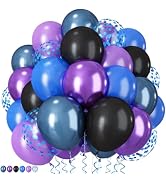 Black Purple Blue Balloon, 60 PCS Outer Space Balloons, 12Inch Metallic Navy Blue Purple Black Ba...