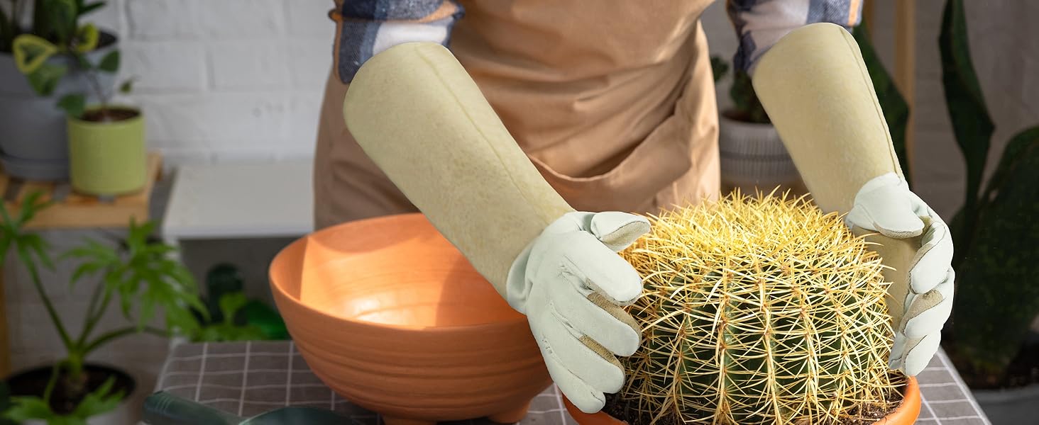 Long Sleeve Leather Rose Pruning Gloves for Men Women Thorn Proof Gardening Gloves Gift Gardeners